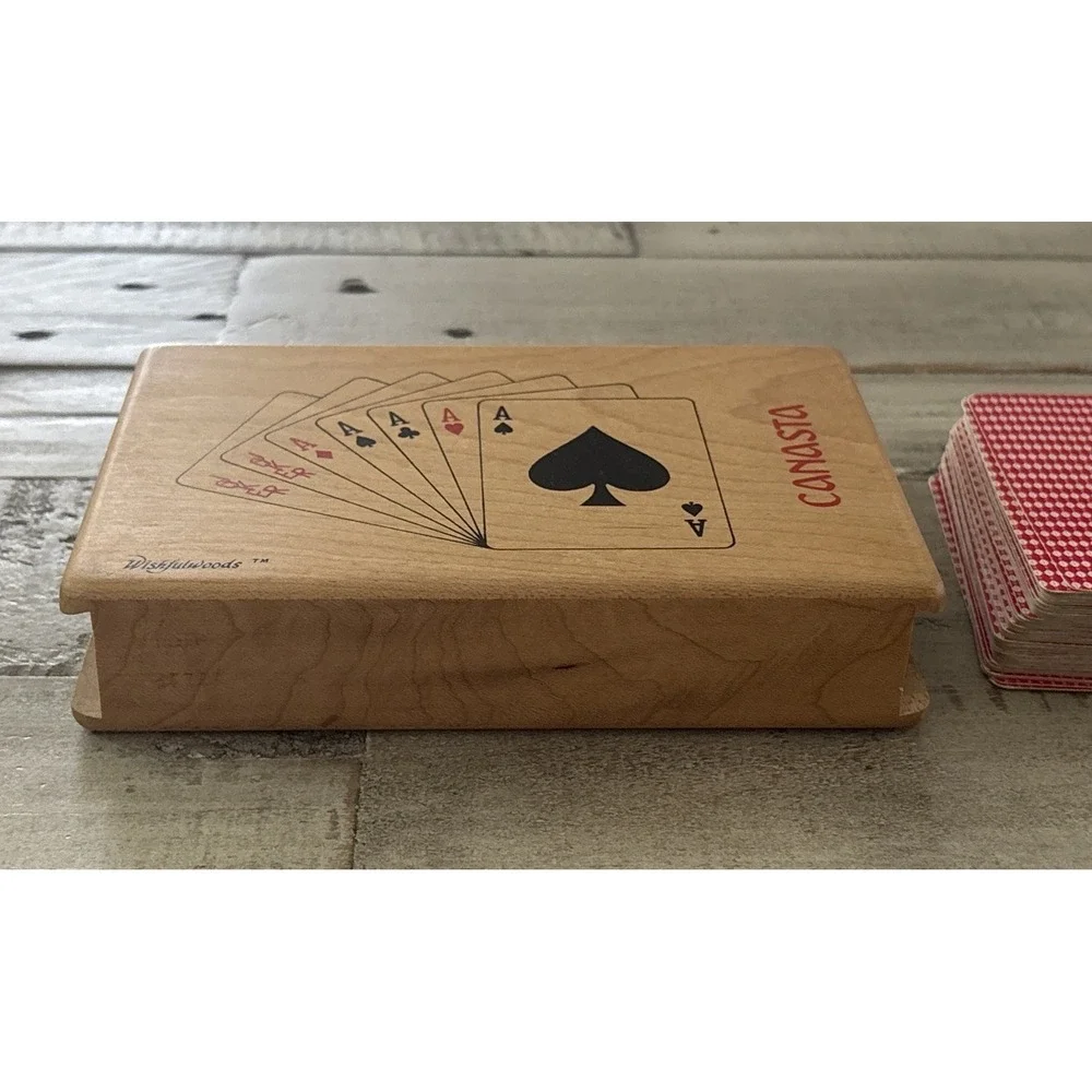 Wishfulwoods‎ Maple Box Vintage  Playing Cards ~ 2 Full Desks w/Jokers
